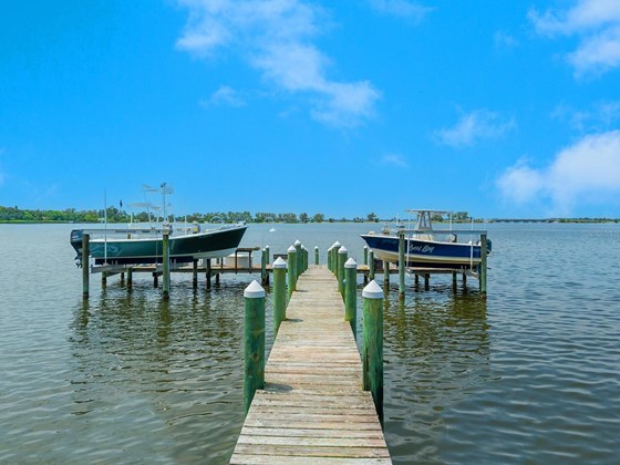 Dock provides two slips with lift (10,000 and 20,000 lb).  You are 10 minutes to the open waters of the Gulf of Mexico for game fishing or pleasure cruising on your boat. - Single Family Home for sale at Address Withheld, Bradenton, FL 34209 - MLS Number is A4509547
