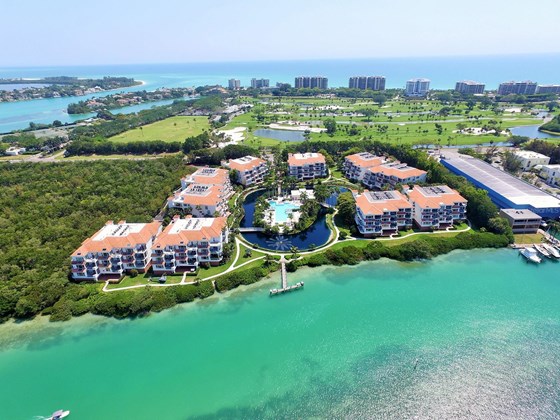Aerial view of Tangerine Bay Community - Condo for sale at 370 A Gulf Of Mexico Dr #421, Longboat Key, FL 34228 - MLS Number is A4513966